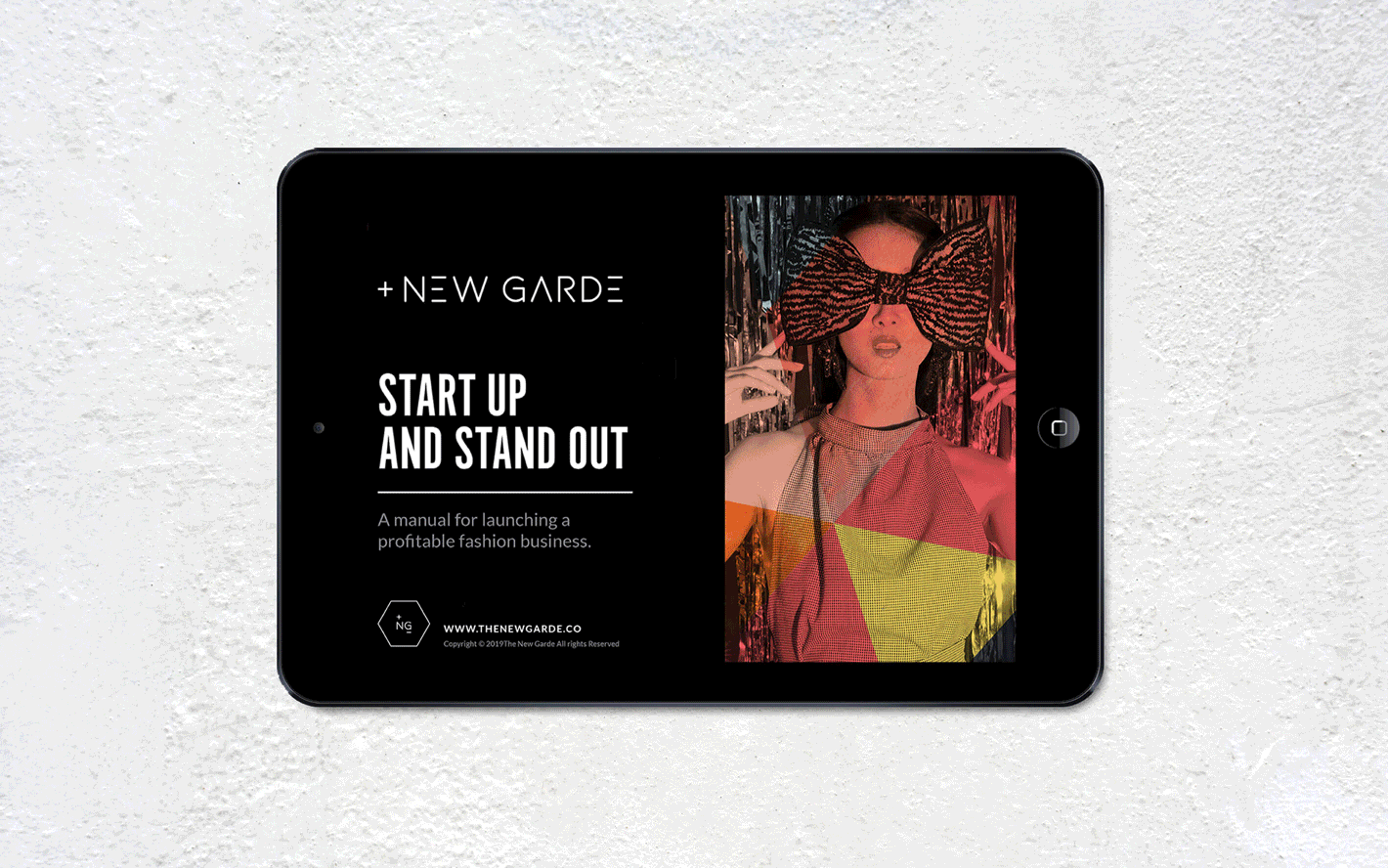Ipad view of start up fashion ebook workbook for The New Garde pages