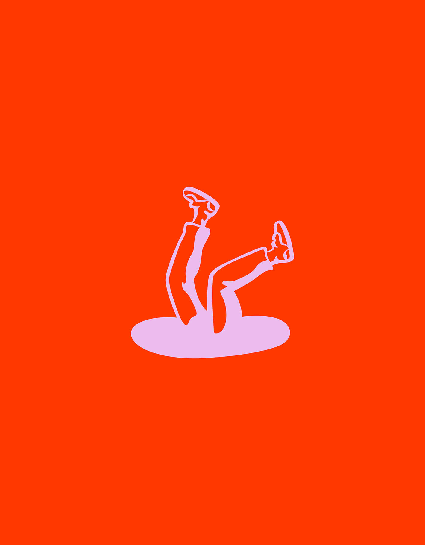 Brand identity case study for Parallel shows the brand icon in pink on a bright red background. A pair of legs in sneakers falls into a black hole.